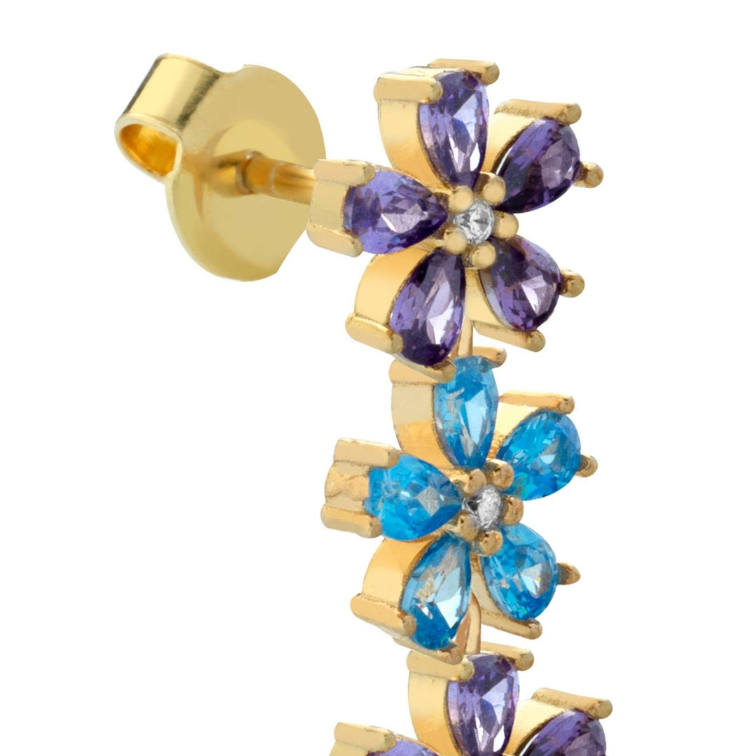 Orecchini fiori zirconi viola e azzurri