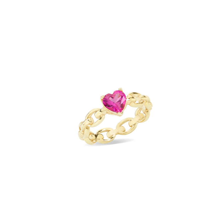 Anello in maglia marina argento 925 pietre taglio cuore zirconi fucsia - Laura P . Jewels
