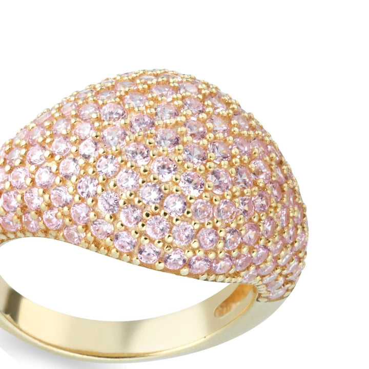 Anello chevalier zirconi rosa