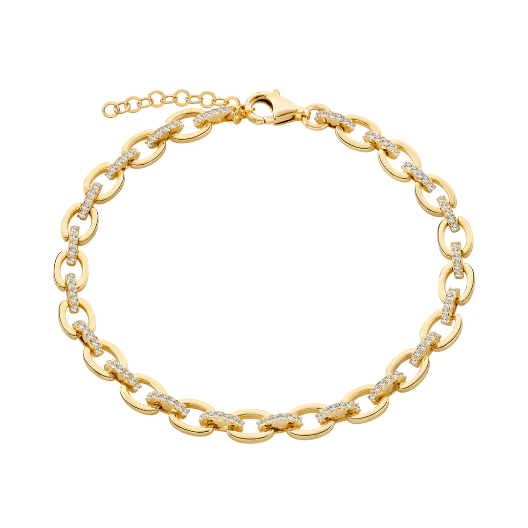 Bracciale in maglia marina argento 925 zirconi bianchi placcatura oro giallo 18kt - Laura P. Jewels
