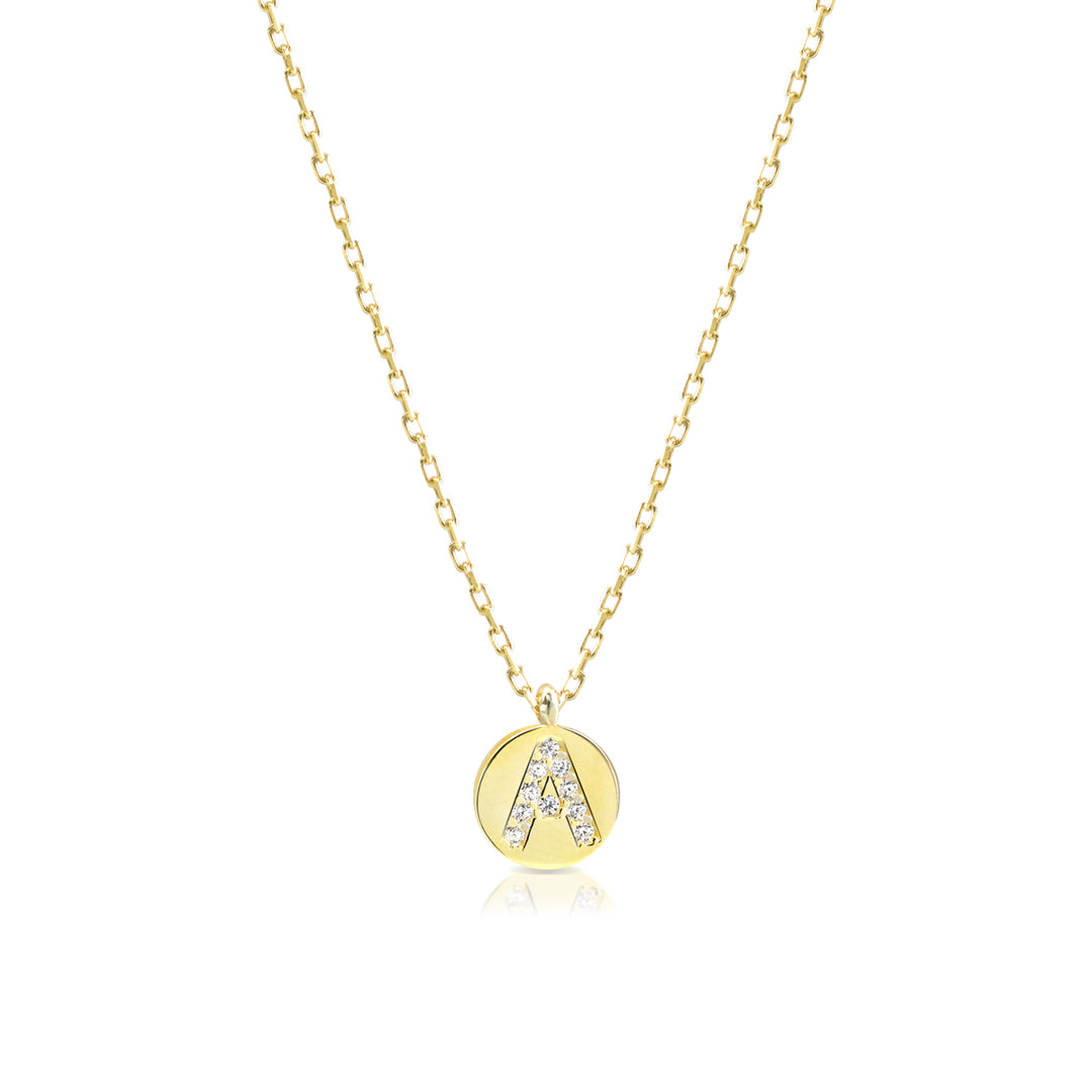 Collana iniziale lettera A argento 925 zirconi bianchi placcatura oro giallo 18kt - Laura P. Jewels