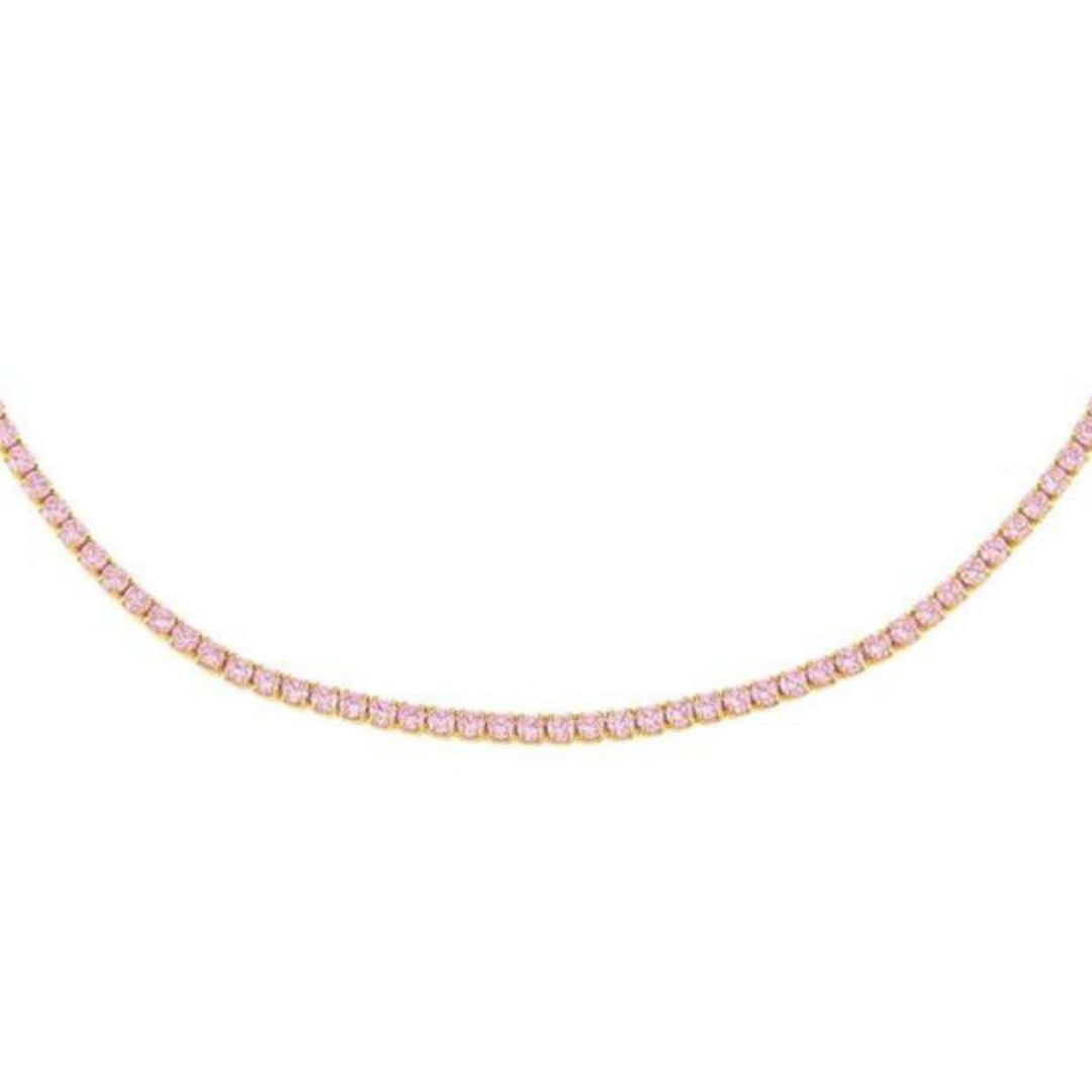 Girocollo tennis zirconi rosa