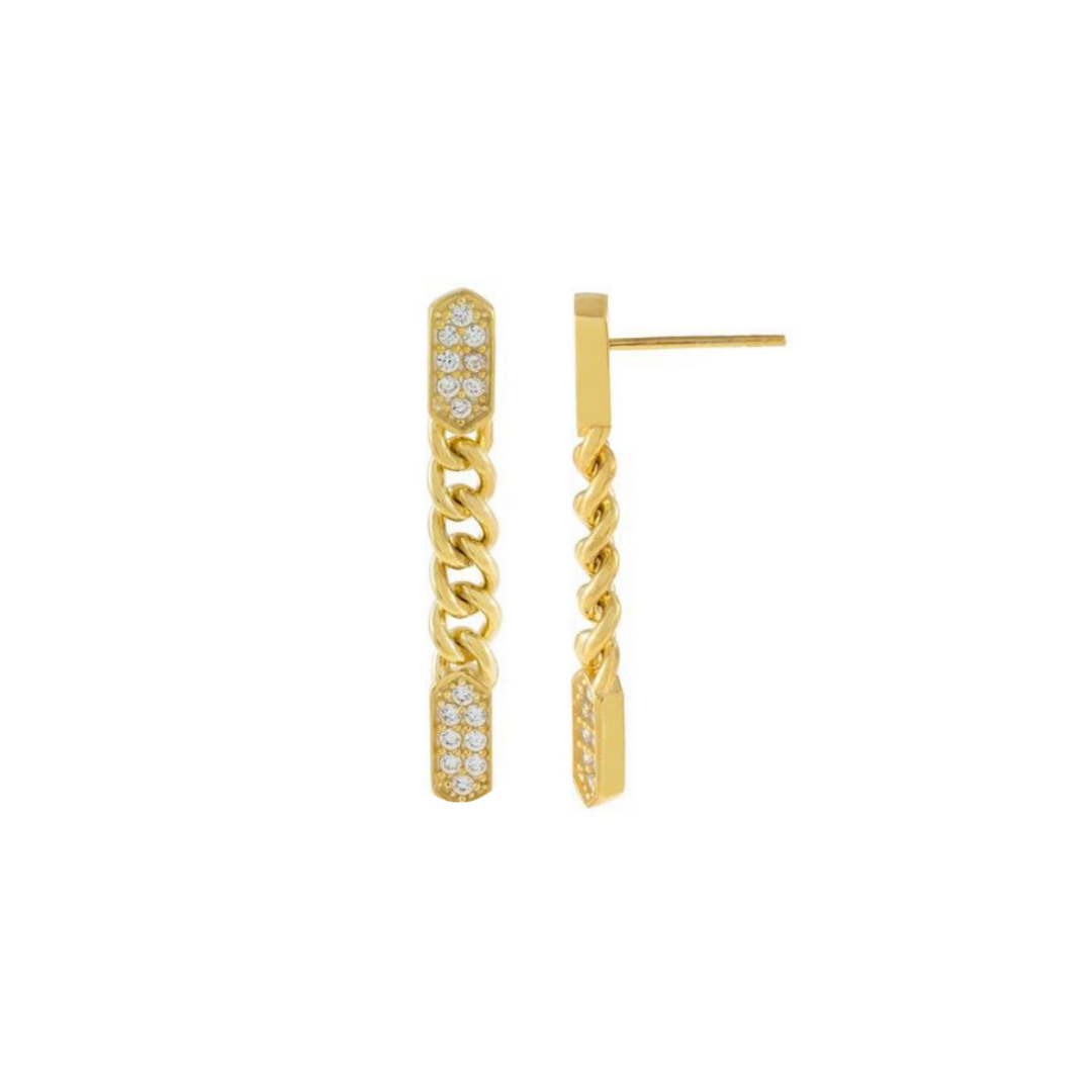 Orecchini groumette, argento 925, zirconi bianchi, placcatura oro giallo 18kt - Laura P. Jewels