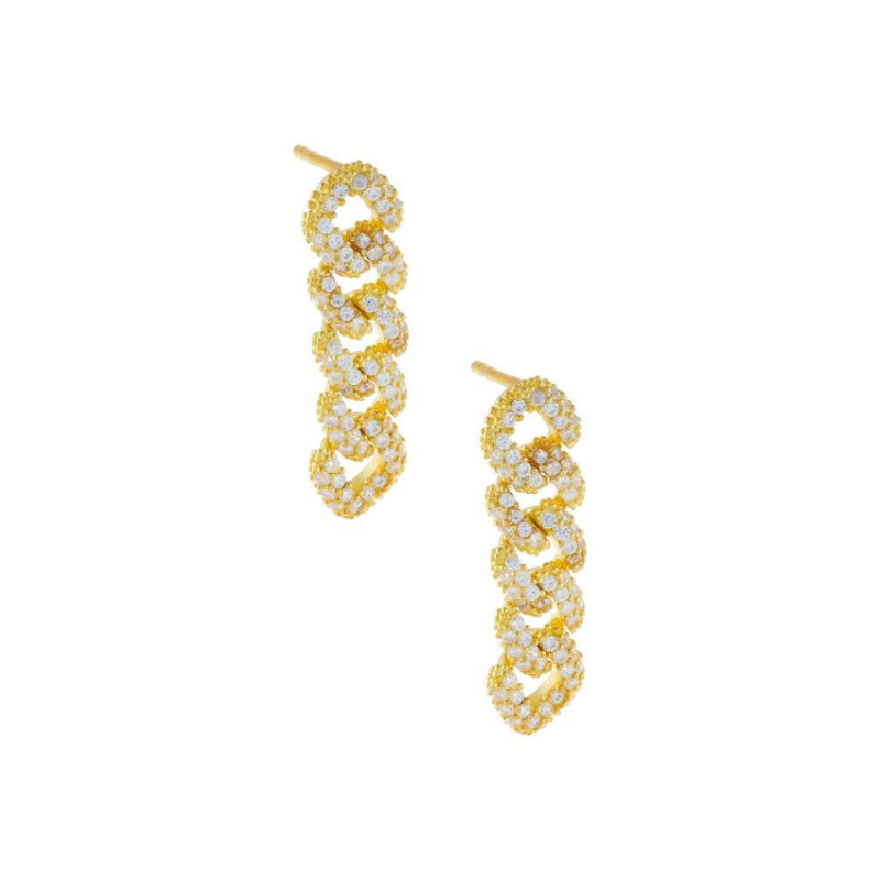 Orecchini groumette, argento 925, zirconi bianchi, placcatura oro giallo 18kt - Laura P. Jewels
