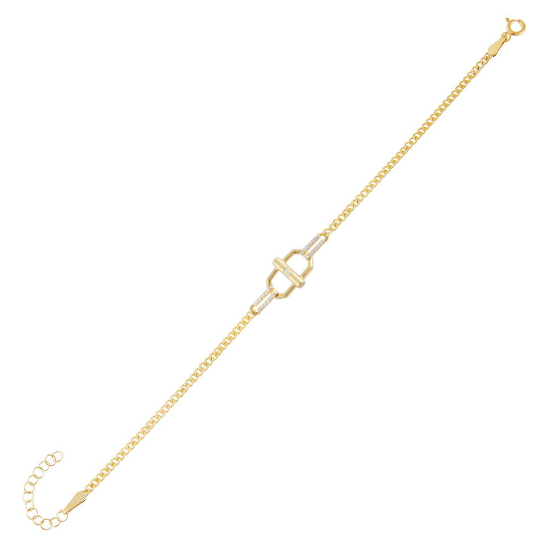 Bracciale centrale argento 925 zirconi bianchi placcatura oro giallo 18kt - Laura P. Jewels
