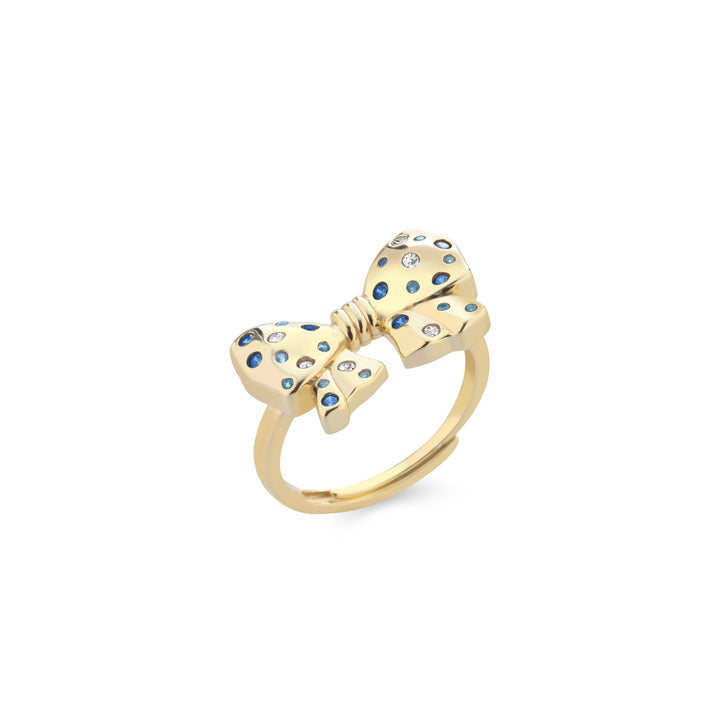 Anello fiocco zirconi azzurri