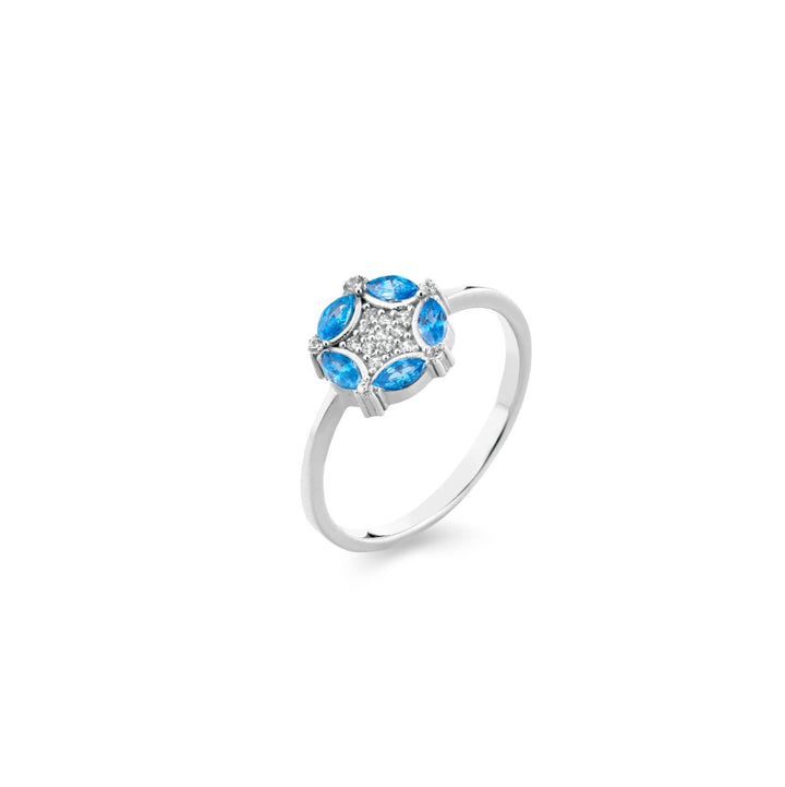 Anello Laura P. oro bianco pietre azzurre