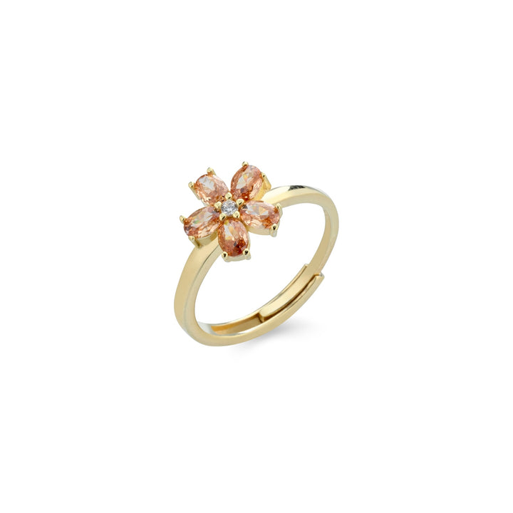 Anello fiore zirconi champagne