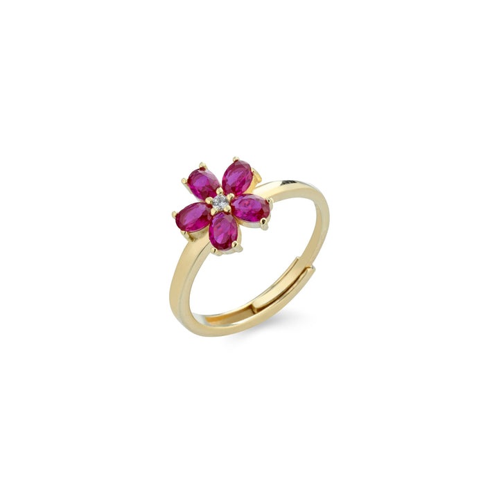 Anello fiore zirconi magenta