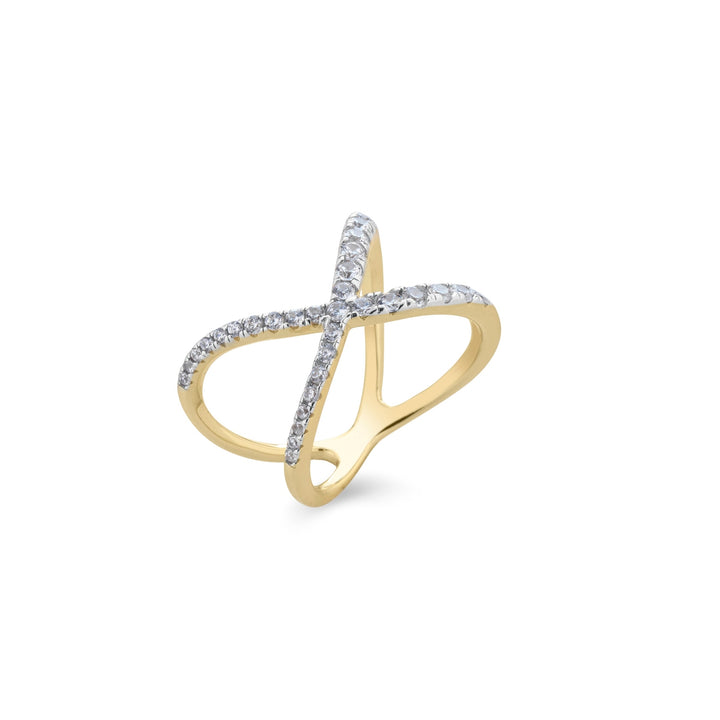 Anello incrocio zirconi bianchi