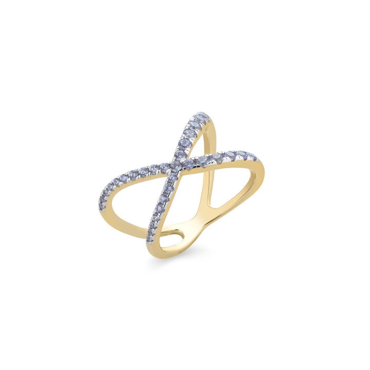Anello incrocio zirconi lavanda