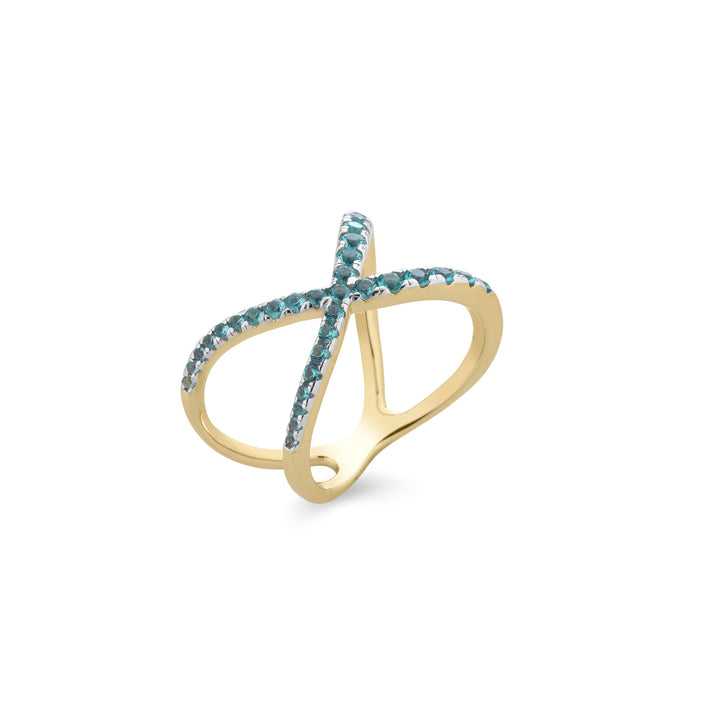 Anello incrocio zirconi paraiba