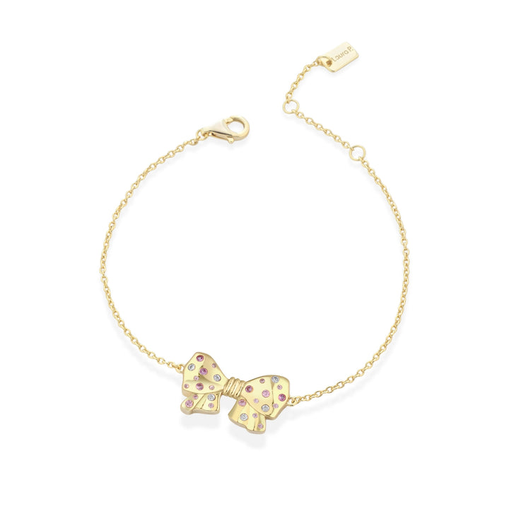 Bracciale fiocco zirconi rosa