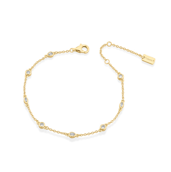 Bracciale argento dorato zirconi bianchi