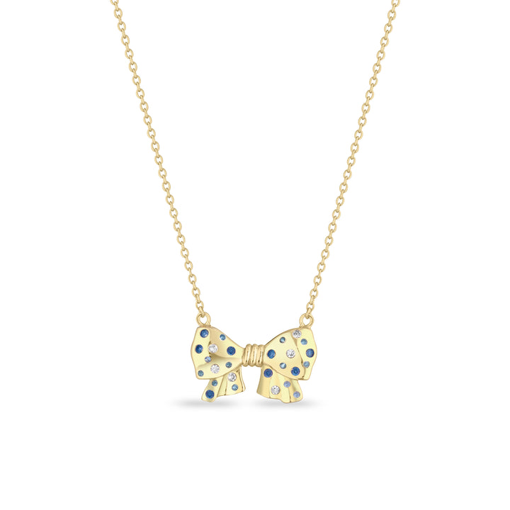 Collana fiocco zirconi azzurri