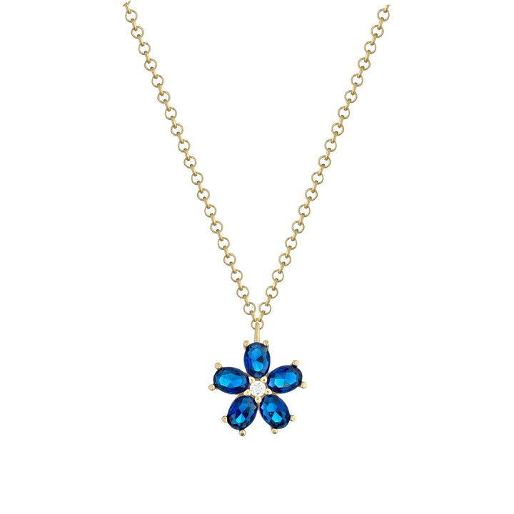 Collana fiore zirconi blu