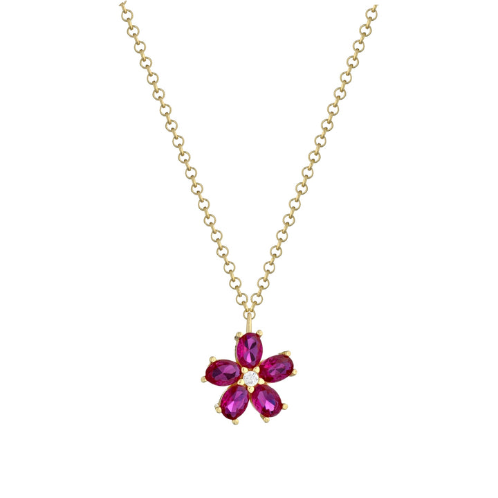 Collana fiore zirconi magenta