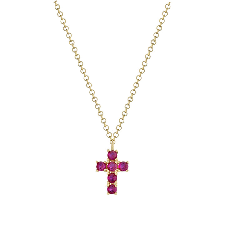 Collana croce magenta