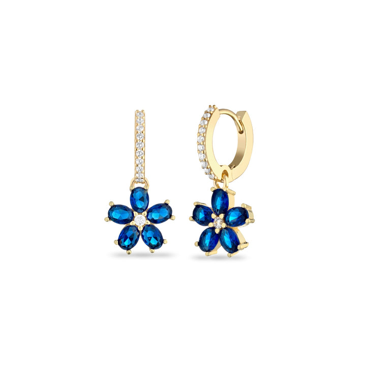 Orecchini hoops charms fiore blu