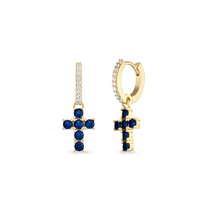 Orecchini hoops charms croce blu