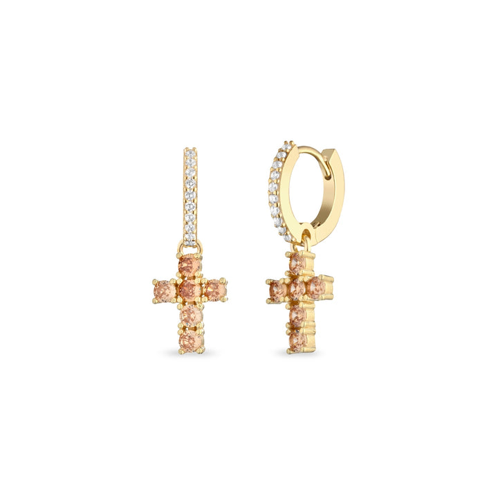 Orecchini hoops charms croce champagne