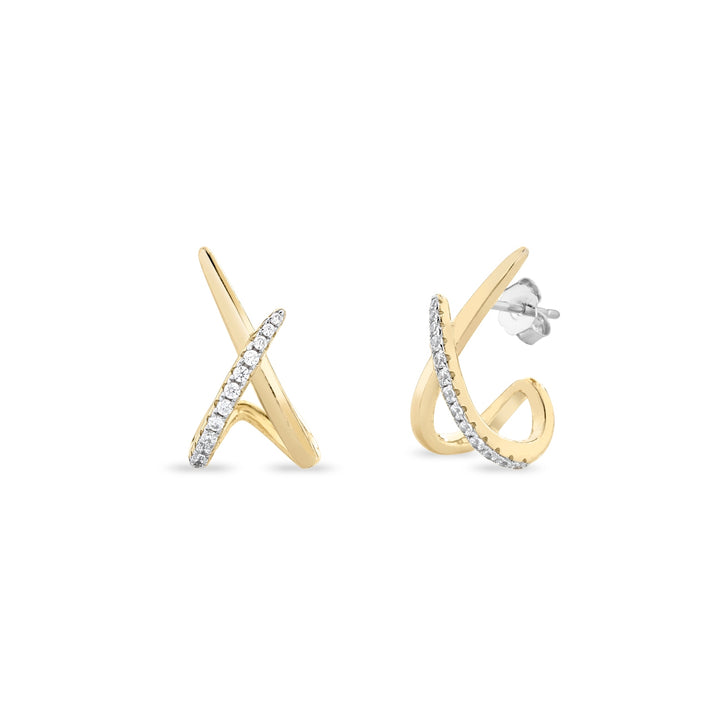 Orecchini incrocio zirconi bianchi