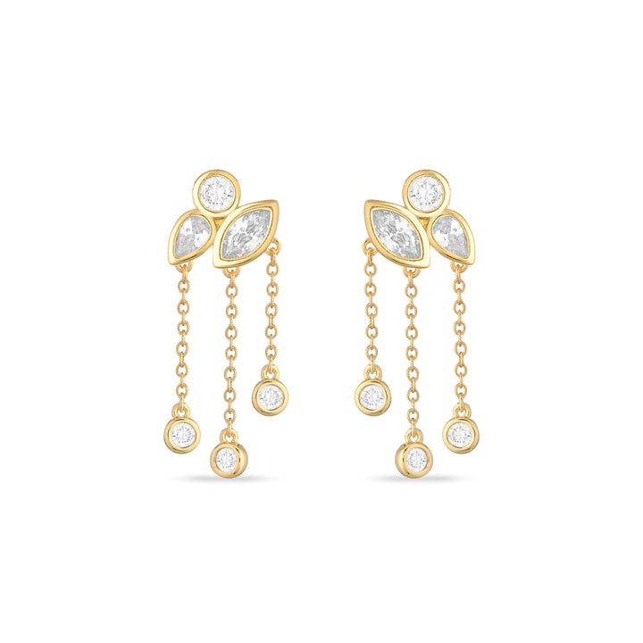 Orecchini argento dorato zirconi bianchi