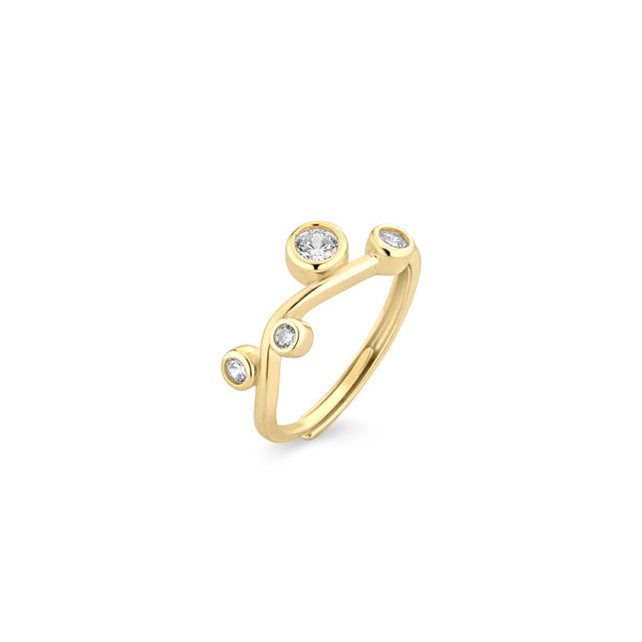 Anello argento dorato zirconi bianchi