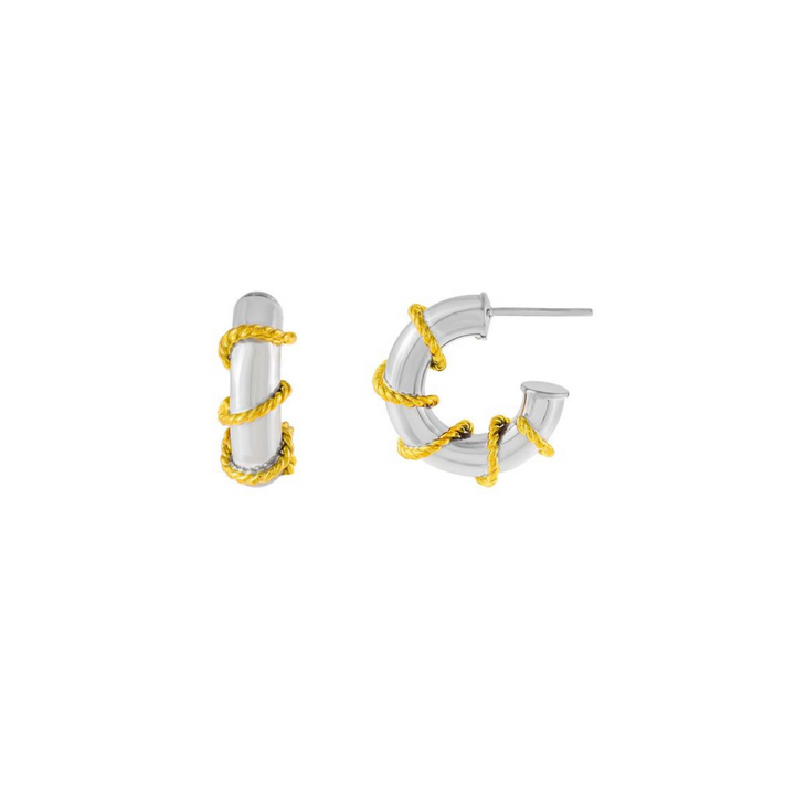 Orecchini cerchio con filo d'oro