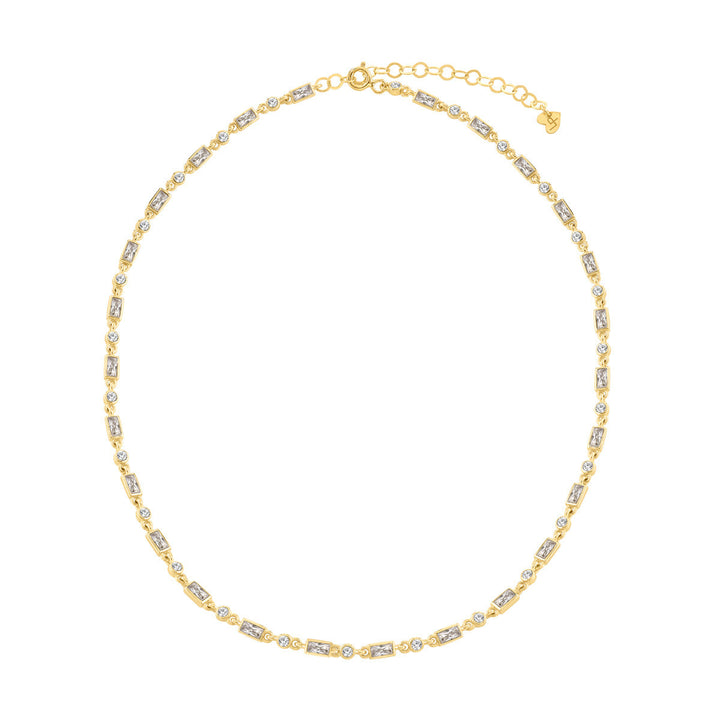 Choker baguette argento 925 pietre taglio baguette zirconi bianchi placcatura oro giallo 18kt - Laura P. Jewels