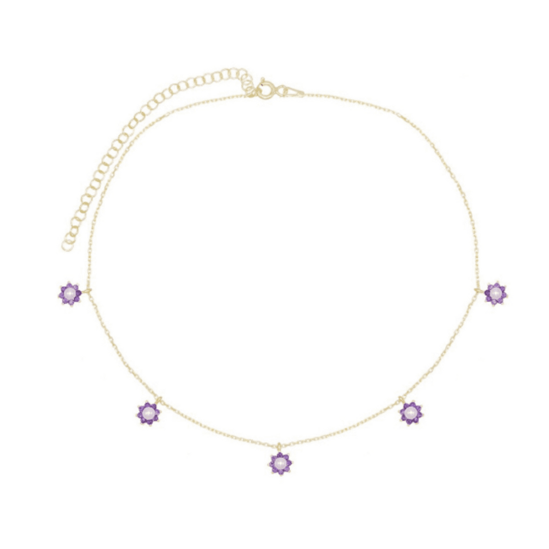 Collana charms fiori con perle argento 925 placcatura oro giallo 18kt - Laura P. Jewels