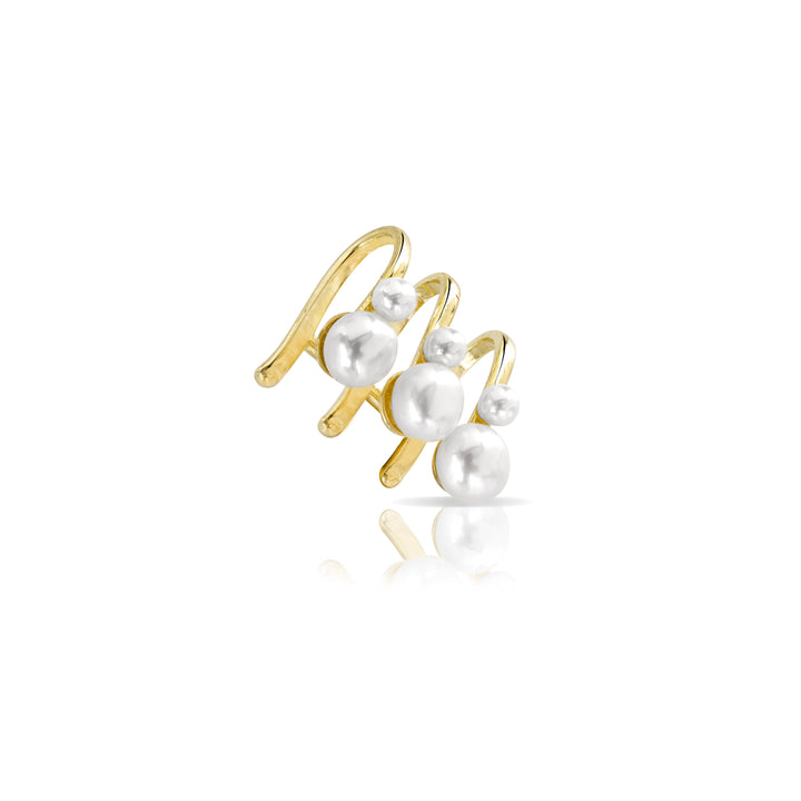 Earcuff con perle di acqua dolce, argento 925, placcatura oro giallo 18kt - Laura P. Jewels